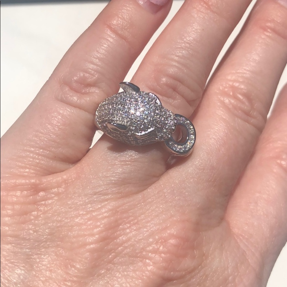 Silver Panther Swarovski Crystal Bracelet Ring Set - Picture 4 of 7